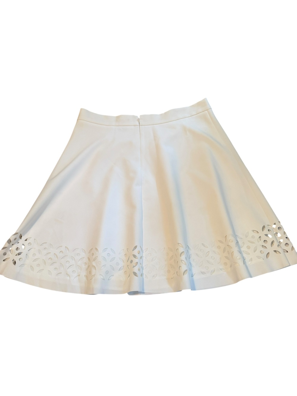 Ann Taylor White Cut Out Hem Flare A-Line Skirt Size 12 Coastal Chic